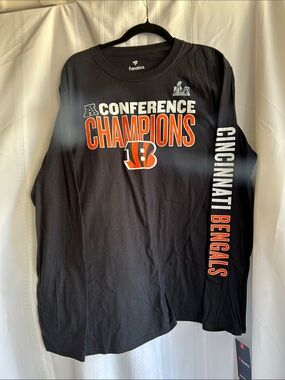 NWT Cincinnati Bengals Black 'AFC Conference Champions' Long Sleeve Shirt - Fana